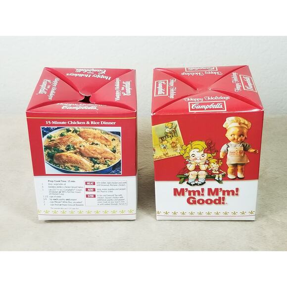 Campbell Ornament Soup Red 2001 A Good Night Mm Mm Good White 2004 x2 Vintage - Picture 10 of 13